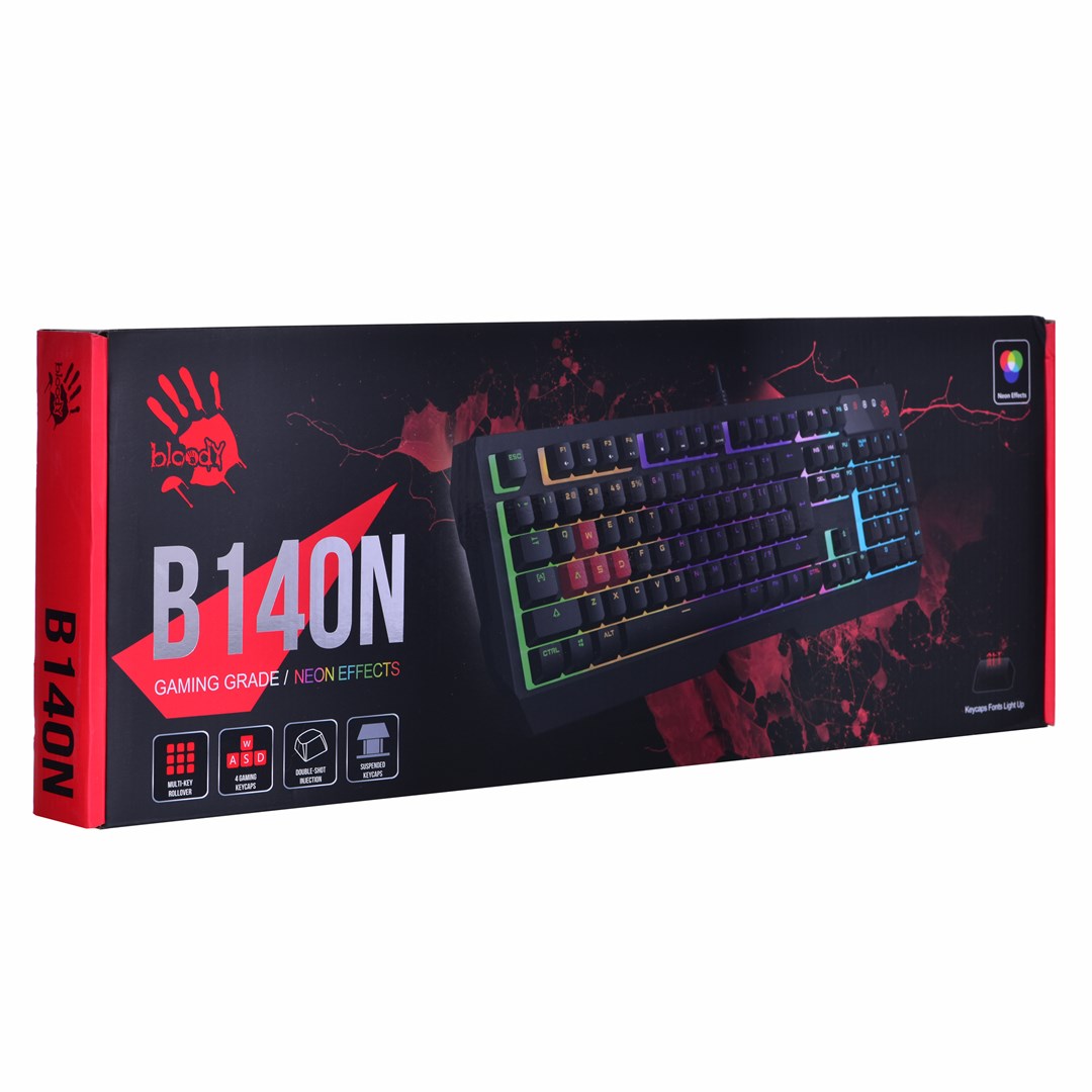 Tastierë Gaming A4 Tech B140N, USB, RGB, e zezë