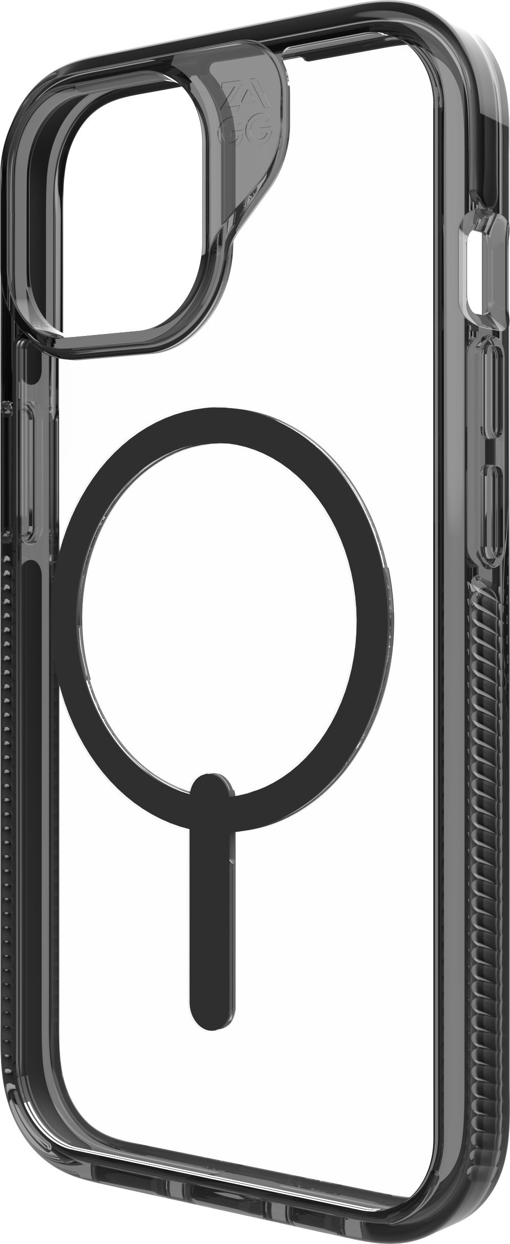 Mbështjellës telefoni ZAGG Santa Cruz, për iPhone 16e 15 14 13, transparent me kornizë të zezë