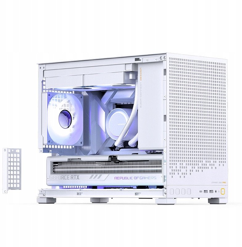Kуќиште за компјутер Jonsbo D32 Pro, Micro ATX Mini ITX, зацврстено стакло, бела