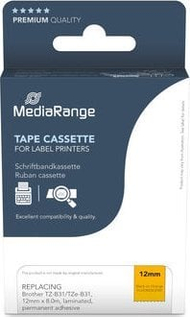 Лента за етикетирање MediaRange MRBTZB31, 12mm 8m, црн текст