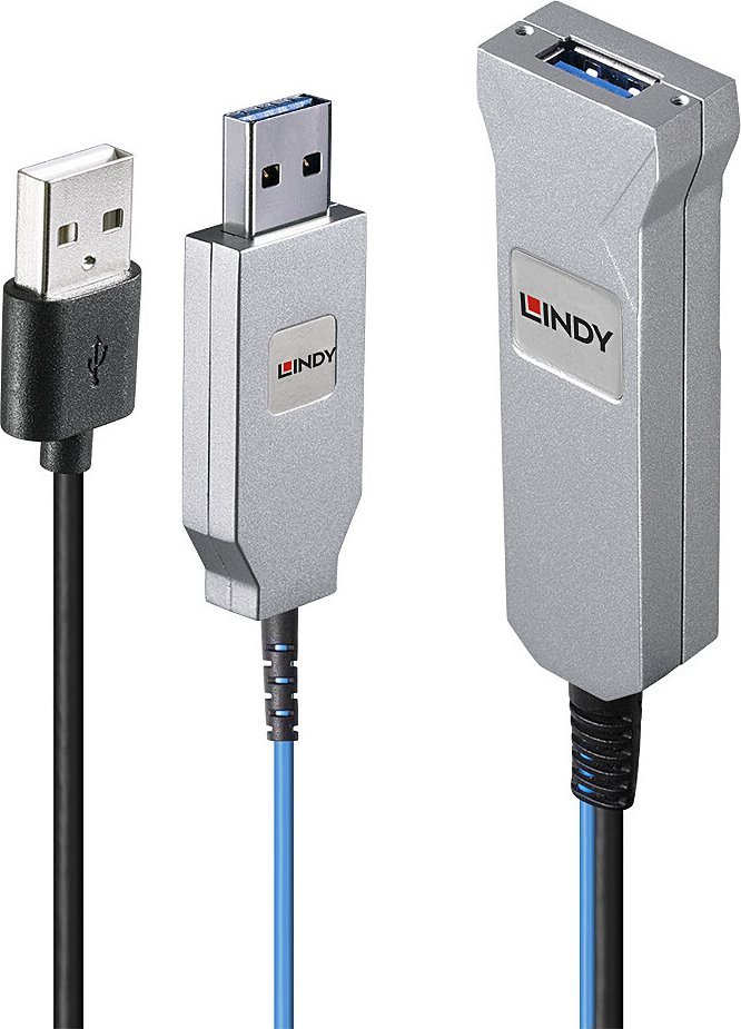 Kabllo USB Lindy 43345, USB A në 2x USB A, 30 m, blu