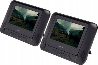 DVD Player portativ Denver MTW-793, 7", dy ekrane, bateri rikarikuese, i zi