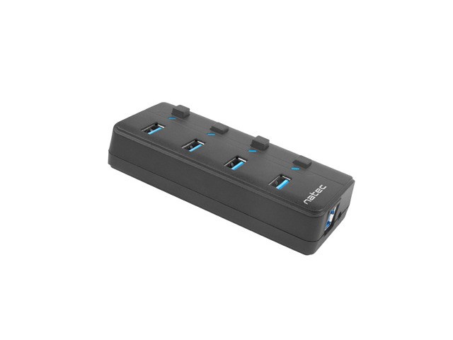 USB Hub Natec Mantis 2, 4 porte USB 3.0, e zezë