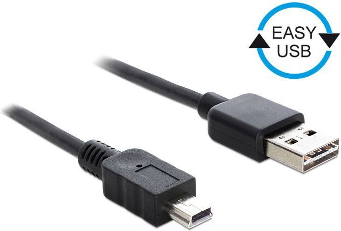 Kabllo USB DeLock (83365), USB-A në miniUSB, 5 m, e zezë
