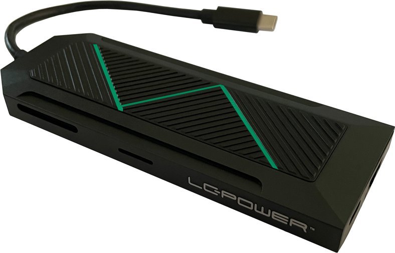 HUB USB LC-Power LC-HUB-C-MULTI-6-RGB, 4K HDMI, lexues kartele, gri