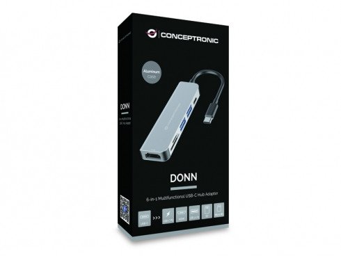 Dock USB C Conceptronic, HDMI, 2x USB A, SD TF, 100W PD, gri