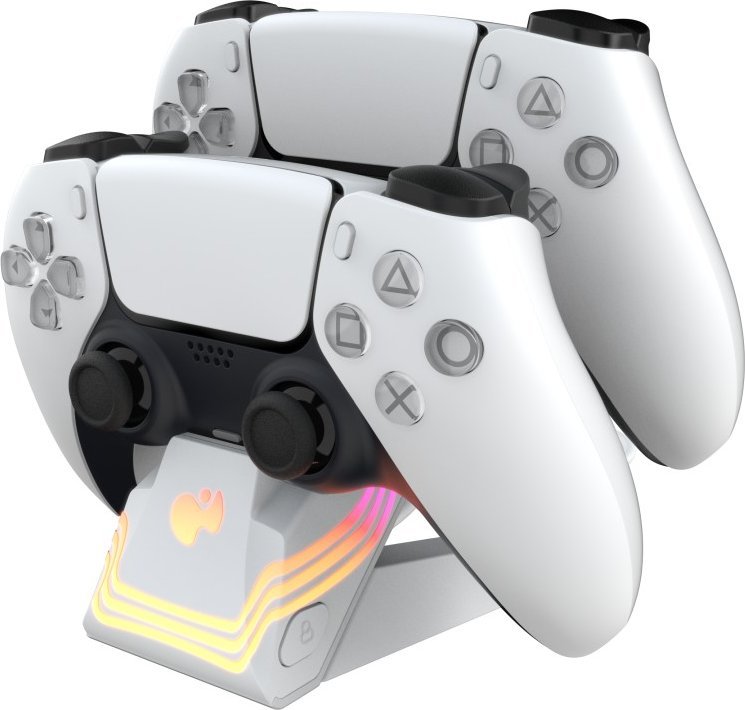 Qëndrim karikues PDP Afterglow Wave 052-022-WH, për kontrolla PS5, i bardhë