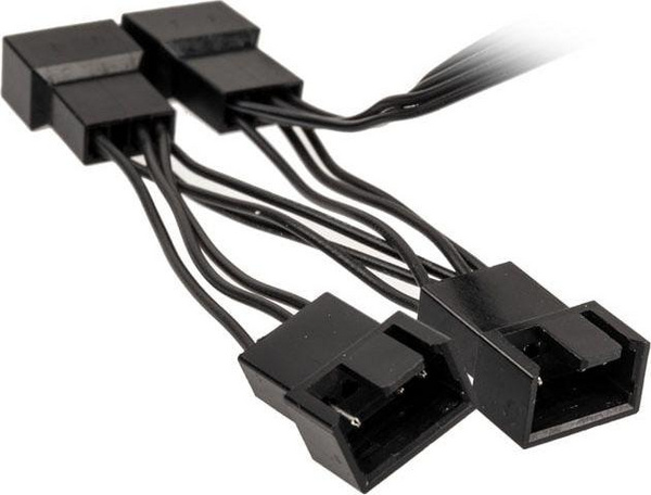 Kabllo splitter ventilatorësh Kolink PGW-AC-KOL-049, 4-pin PWM + SATA në 4x 4-pin, 0.35m, e zezë