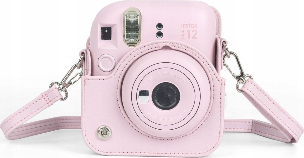 Këllëf LoveInstant për Fujifilm Instax Mini 12, lëkurë eko, me rrip, rozë