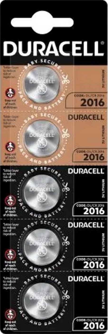 Bateri monedhë Duracell CR2016, litium 3V, set 5 copë