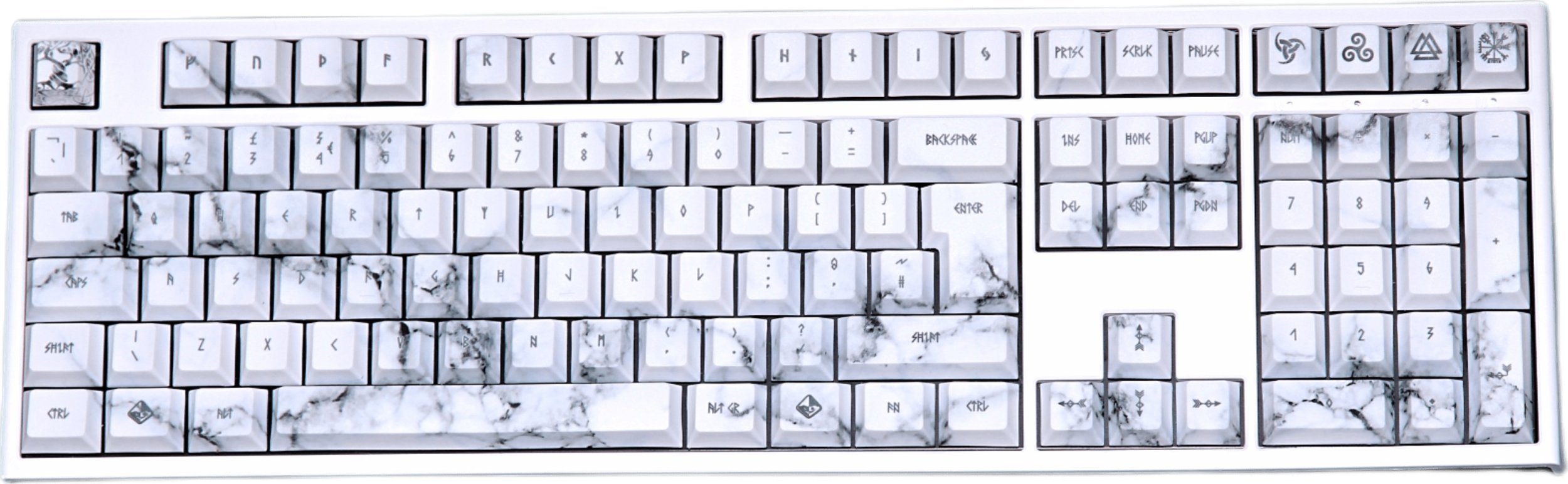 Set keycaps Traitors Eternity TRDETE109UK, 109 copë, PBT Dye Sub, layout UK ISO, të bardhë mermeri