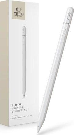 Stilolaps digjital Tech-Protect Stylus Pen 3 për iPad, magnetik, i bardhë