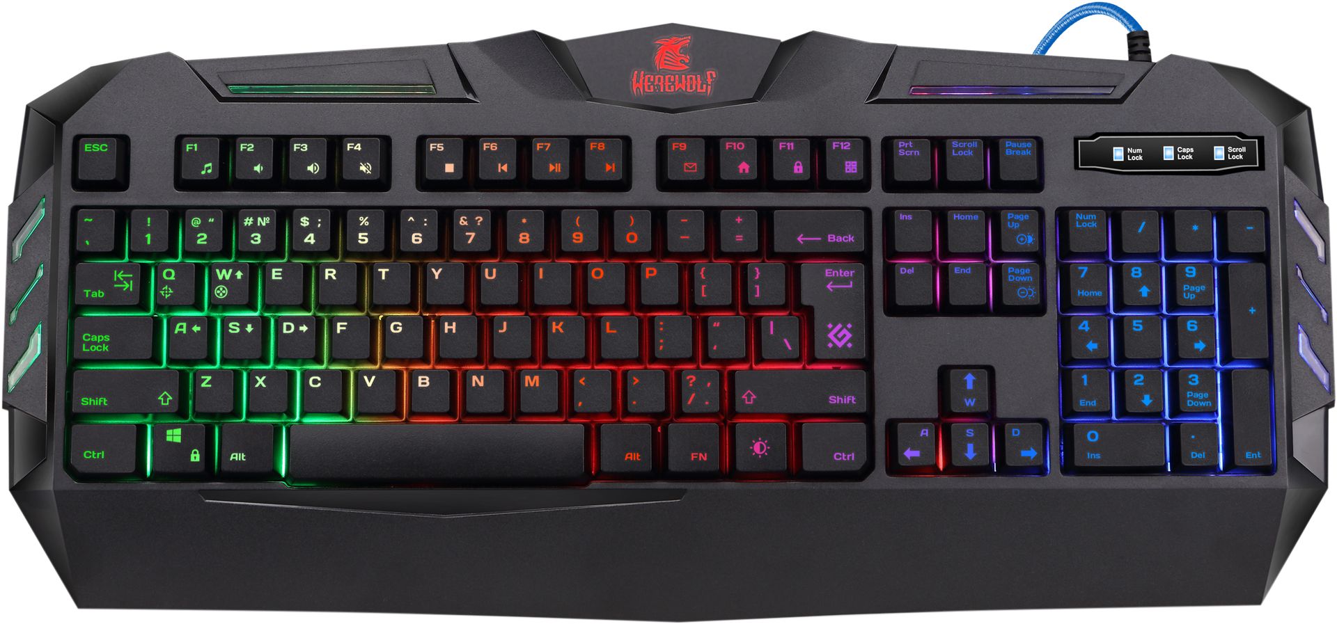 Tastierë gaming WEREWOLF, me ndriçim RGB, me kabllo, e zezë