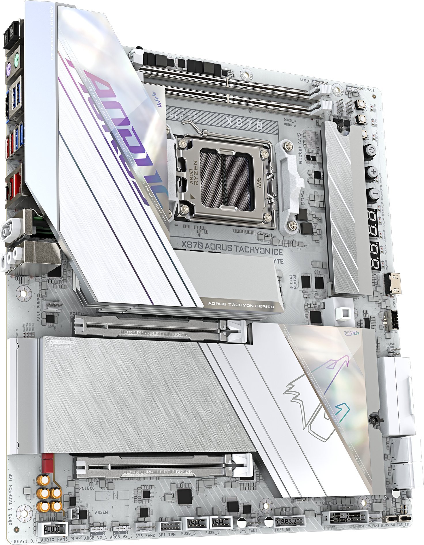 Pлоча Gigabyte X870 A Tachyon Ice, приклучок AM5, чипсет AMD X870, E-ATX