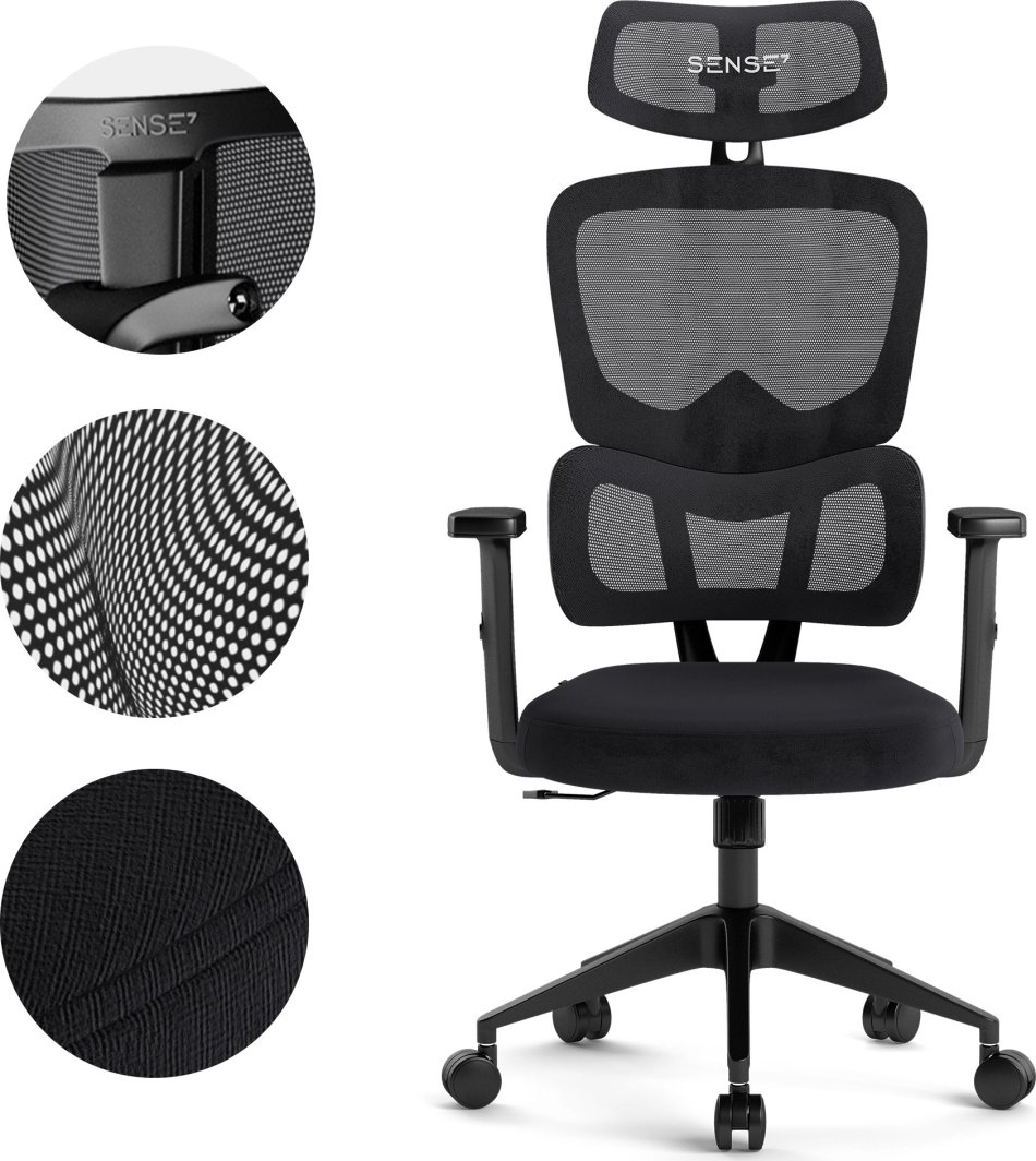 Канцелариско столче SENSE7 Veno, црно