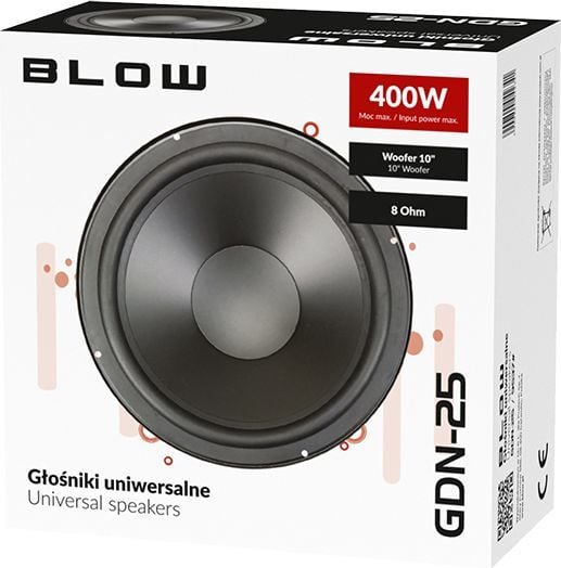 Subwoofer për makinë Blow HiFi Car Speaker 9537 GDN25, 10", 8 Ohm, i zi