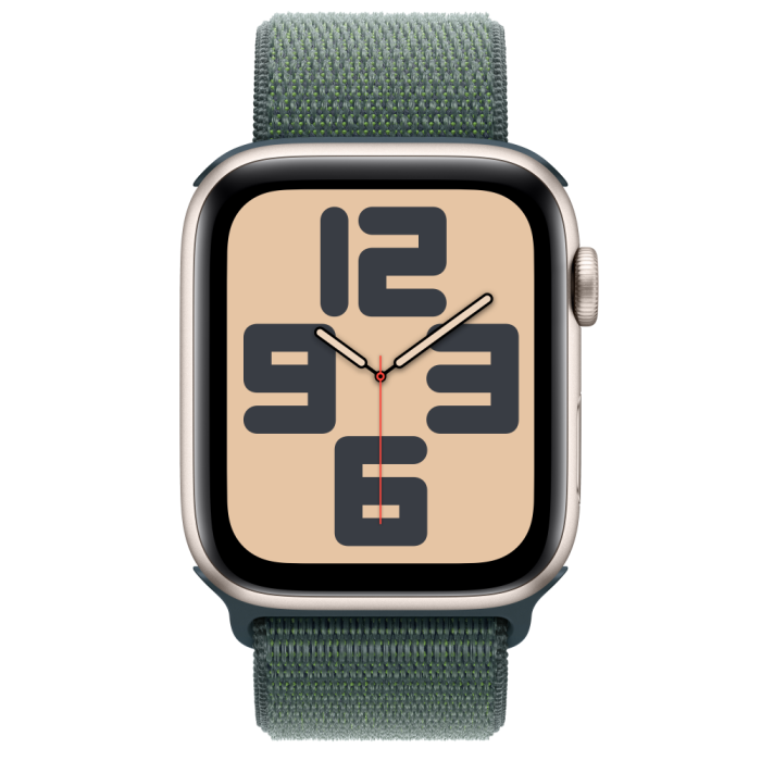 Apple Watch SE2 v3 GPS, 44mm, Starlight Aluminum Case with Lake Green Sport Loop