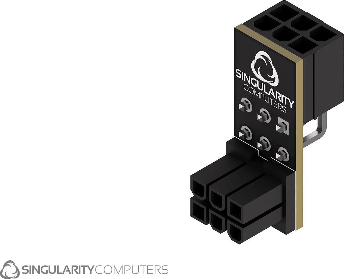 Pреобразувач PCIE Singularity Shift, 6 пин, агол 90°, црн