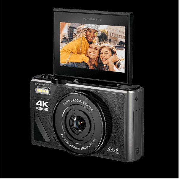 Дигитална камера Easypix V64 Flip, 13MP, 4K видео, црна