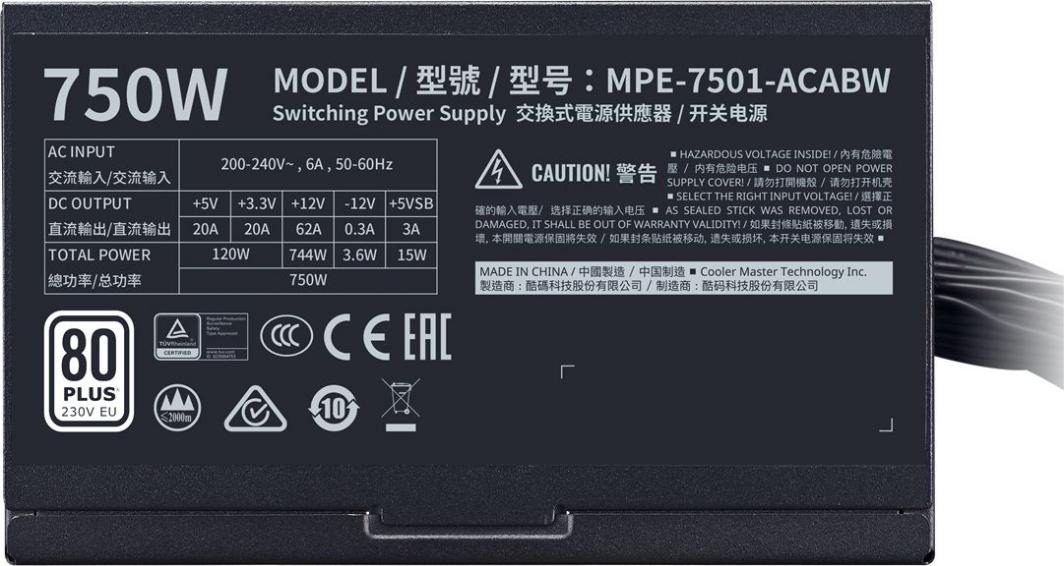 Burim energjie Cooler Master MWE 750 White V2 750W PSU (MPE-7501-ACABW-EU)