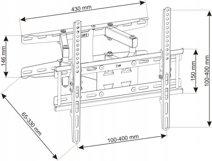 Mbajtëse muri për TV ART AR-45, 23-70", 45kg, e zezë