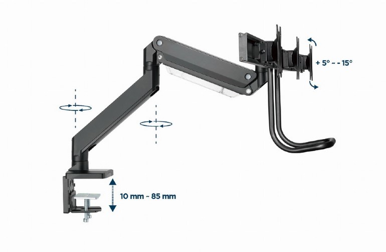 Mbajtëse monitori Gembird MA-DA3-03, 27", 18 kg, e zezë