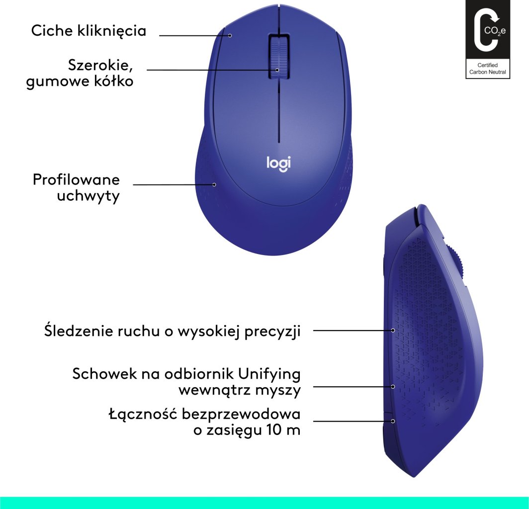 Maus Logitech M330, wireless, USB, i kaltërt
