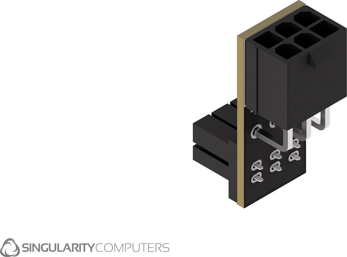 Pреобразувач PCIE Singularity Shift, 6 пин, агол 90°, црн