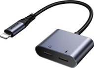 Adapter audio Joyroom SY-L02, 2in1 Lightning në 2x Lightning, i zi