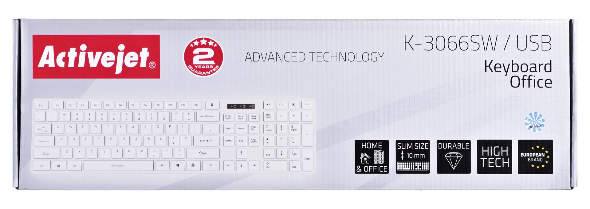 Tastierë Activejet K-3066SW, USB, e bardhë