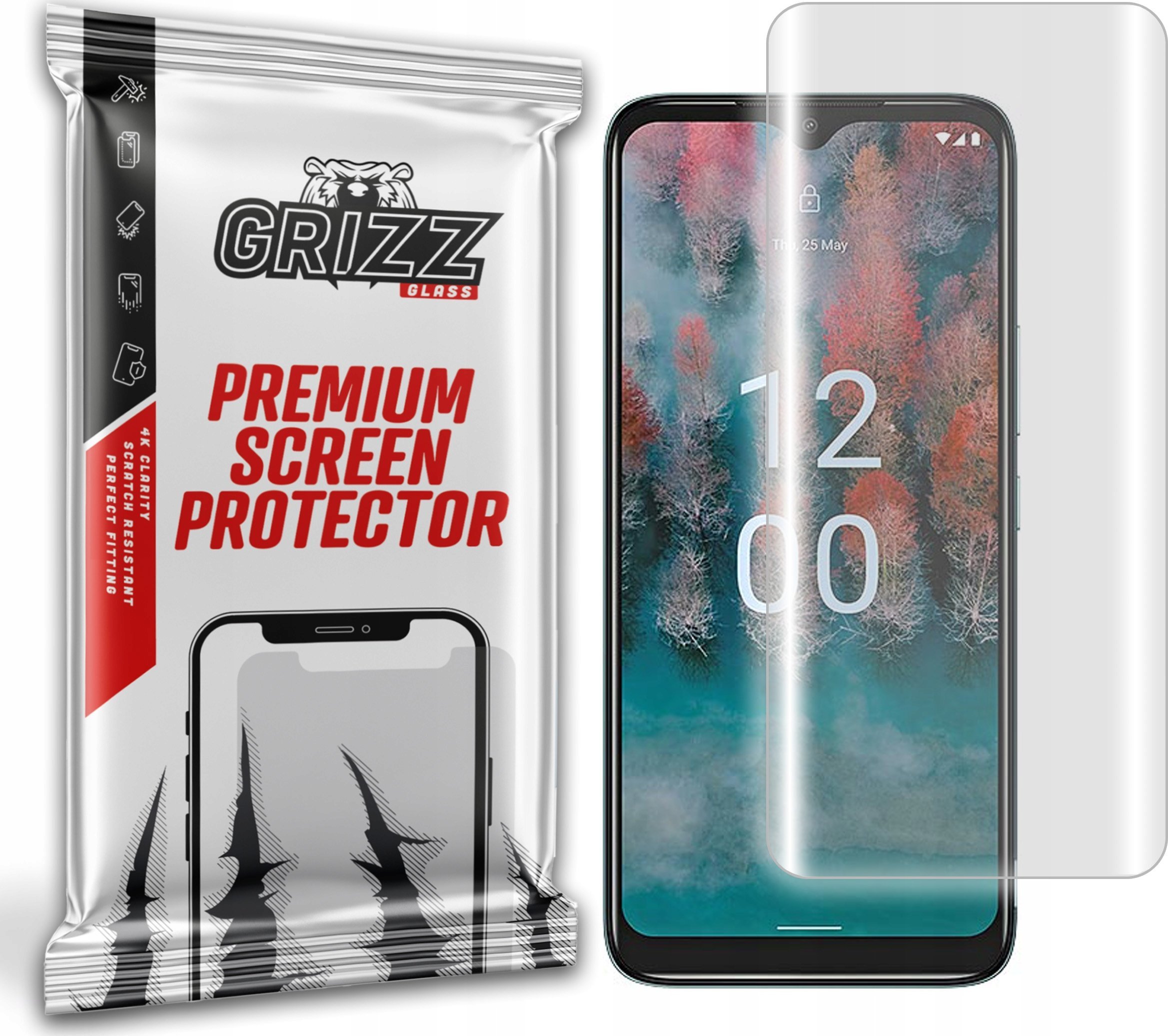 Folie mbrojtëse ekrani GrizzGlass Hydrofilm Hydrogel, për Nokia C12, transparente