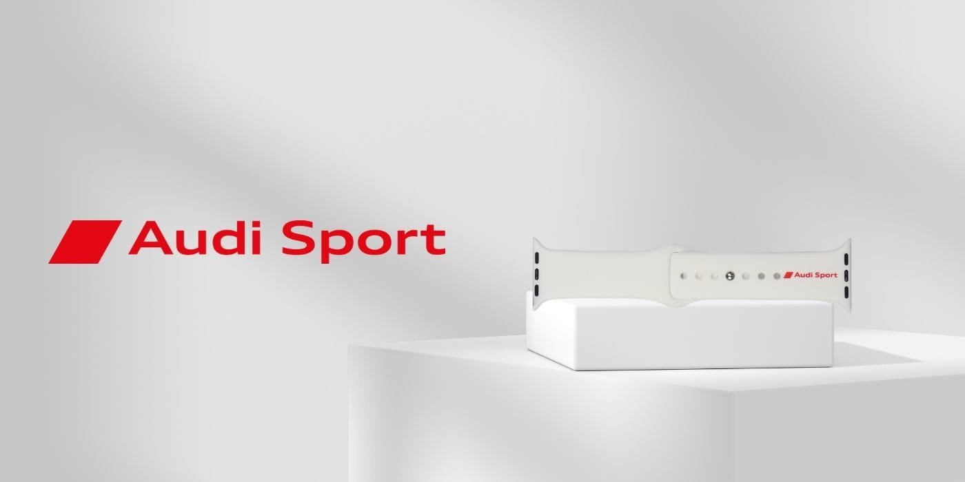 Ремче за часовник Audi Sport силикон, за часовник на јаболко 40 41 42mm, црвено лого, бело