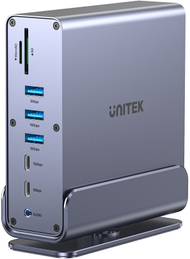 Dock universal Unitek DisplayLink 4K X3, deri 3 monitorë 4K, USB C, i zi