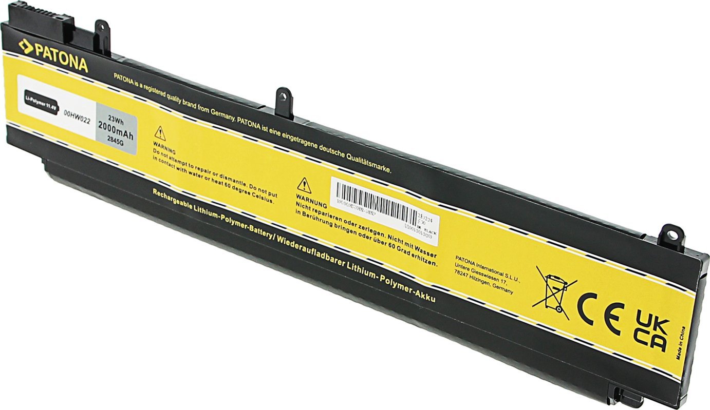 Bateri laptopi Patona Pro Lenovo ThinkPad T460s T470s, 2000mAh, Li Pol 11.1V, e zezë