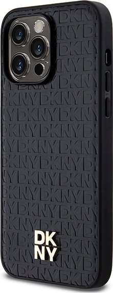 Mbulesë telefoni DKNY PU Leather Repeat Pattern Stack Logo MagSafe, për iPhone 14 Pro, e zezë