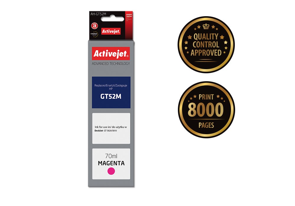 Ngjyrë për printer Activejet AH-GT52M (zëvendësim për HP GT52M M0H55AE), 70 ml, vjollcë