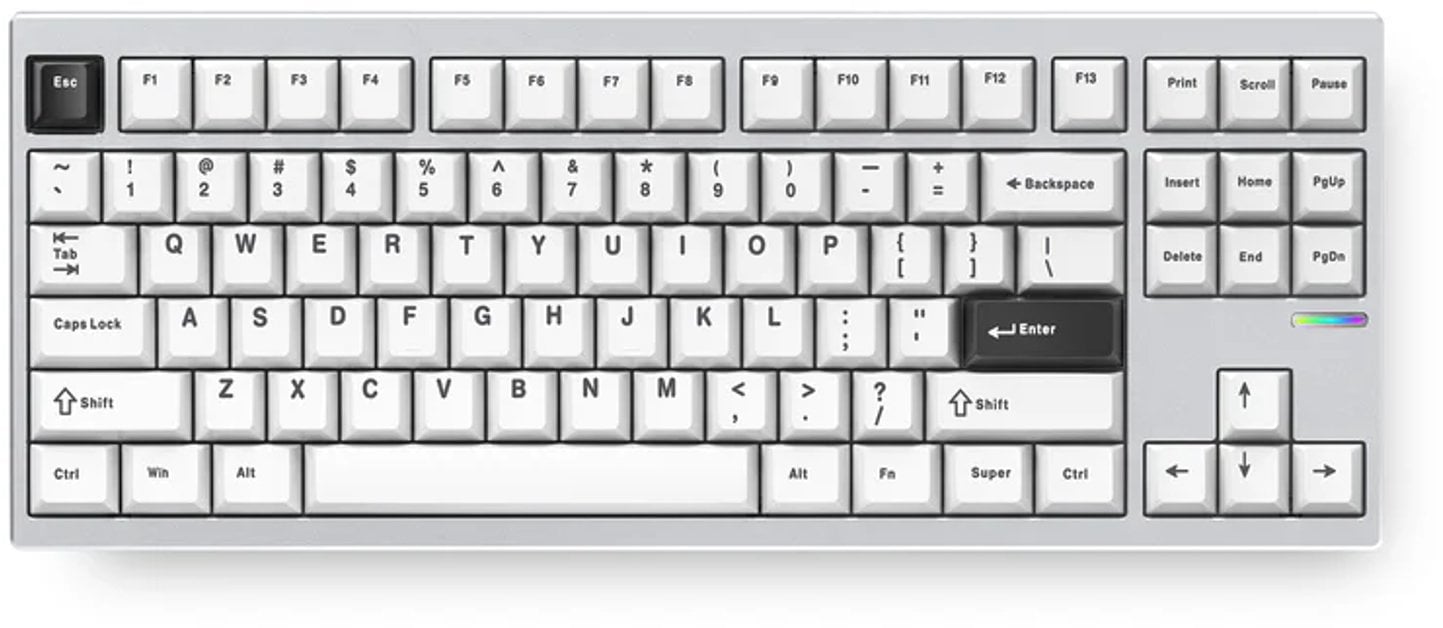 Tastierë mekanike MCHOSE GX87 MAX, lidhje me Bluetooth dhe 2.4 GHz, RGB, argjendtë