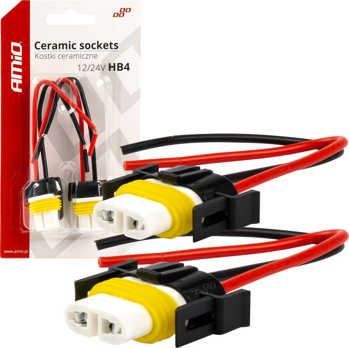 Izolator llampash AMiO 03059 HB4 9006, për 12V 24V, qeramik plastik