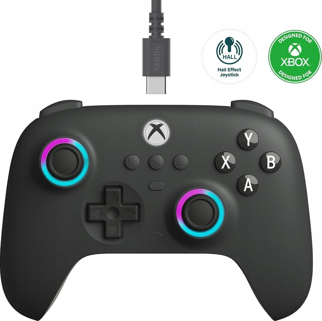 Gamepad 8BitDo Ultimate C për Xbox, me kabllo, RGB, gri