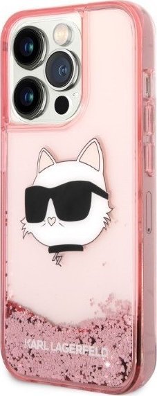Mbulesë telefoni Karl Lagerfeld KLHCP14LLNCHCP, për iPhone 14 Pro 6.1", hardcase, rozë me shkëlqim