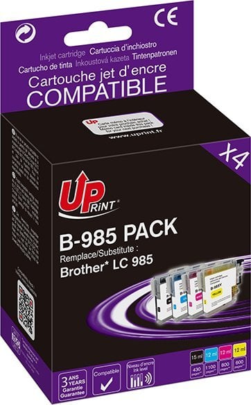 Komplet boje UPrint LC-985, 4 kartridha, për Brother DCP-J315W