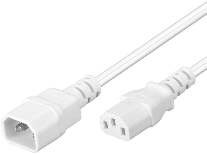 PremiumCord кабел, 230V, C13-C14, 1м, бел