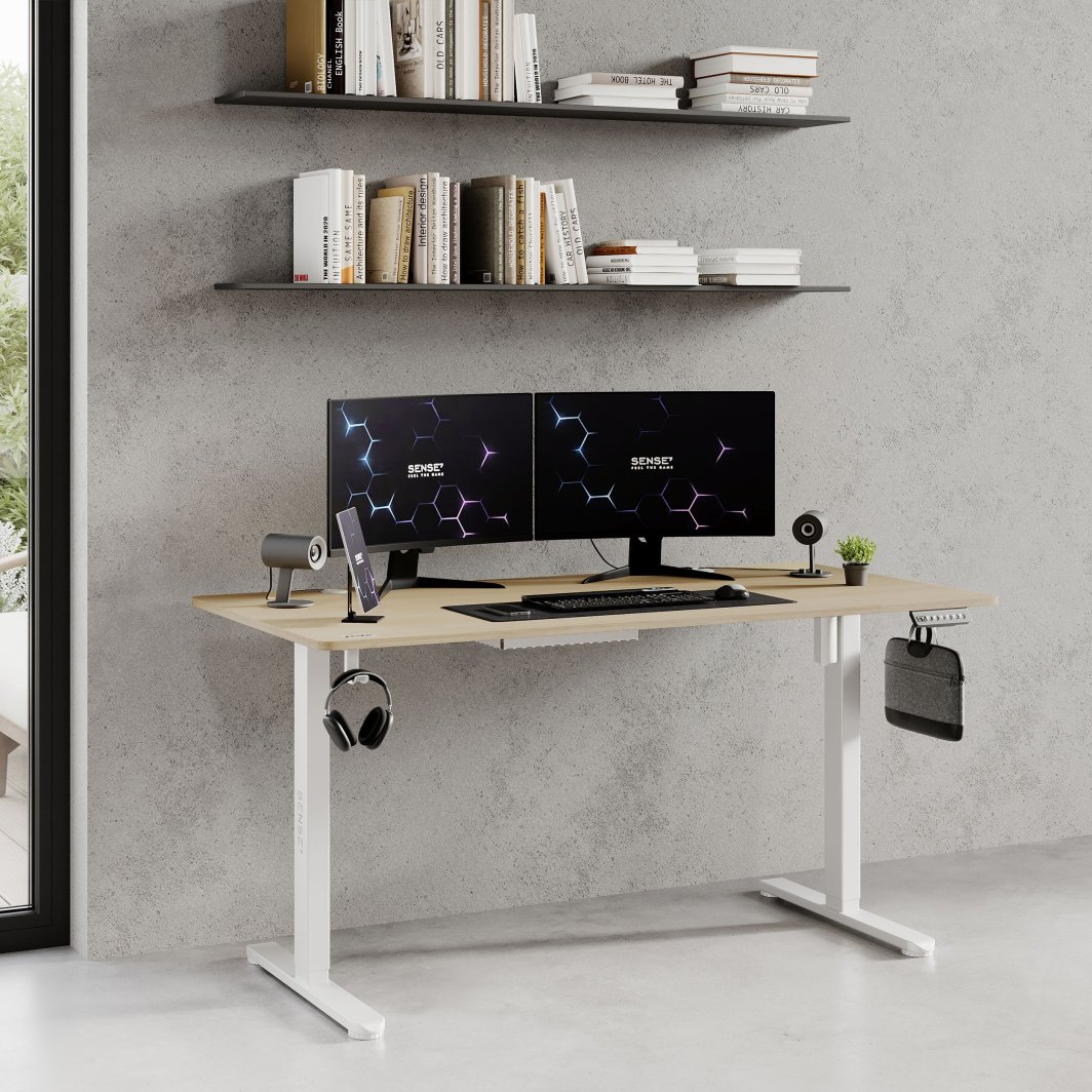 SENSE7 маса Nojo, 140 см x 70 см, бела/светло дрво