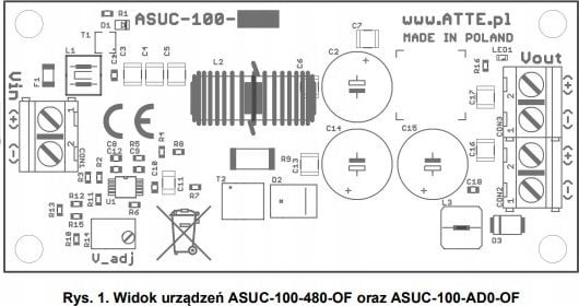 Konvertues voltazhi DC/DC Atte ASUC-100-AD0-OF, profesional