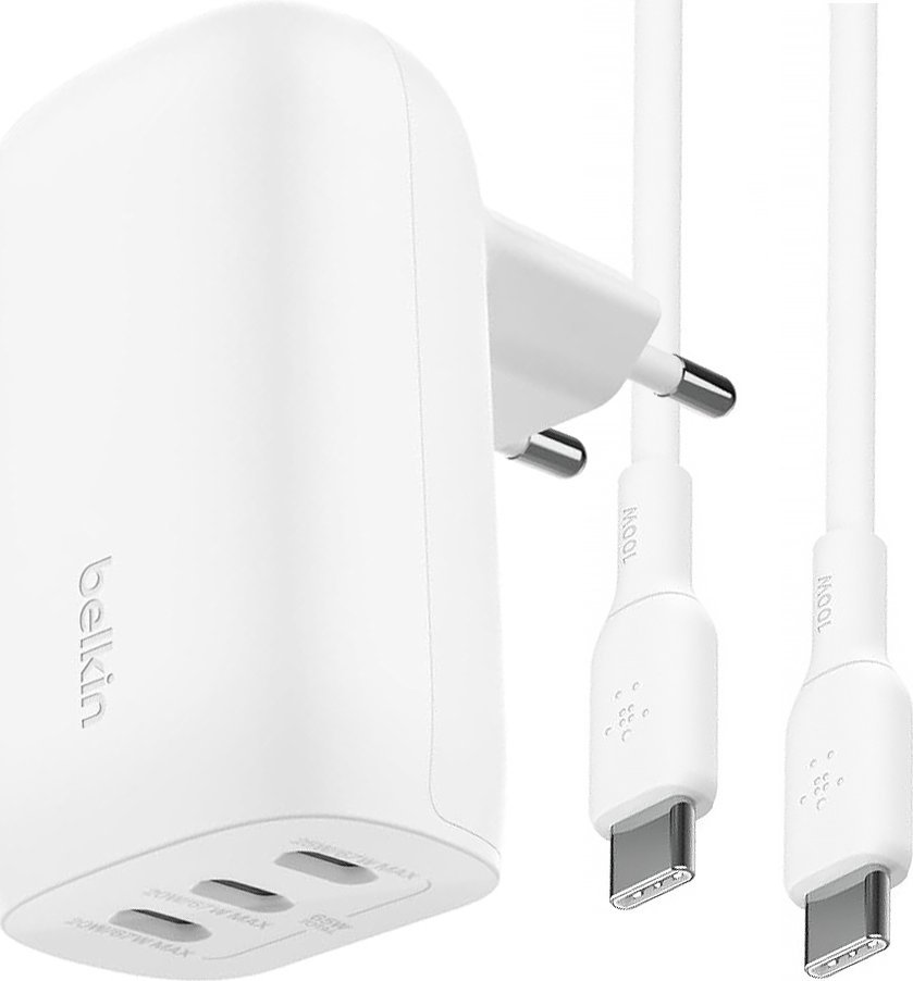 Karikues muri Belkin BoostCharge, 3 porta USB C, 67W, i bardhë