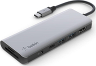 Dock USB C Belkin 7 in 1 AVC009, 100W, HDMI 4K, i hirtë