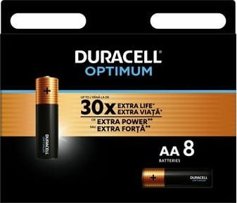 Bateri alkaline Duracell OPTIMUM AA, pako 8 copë