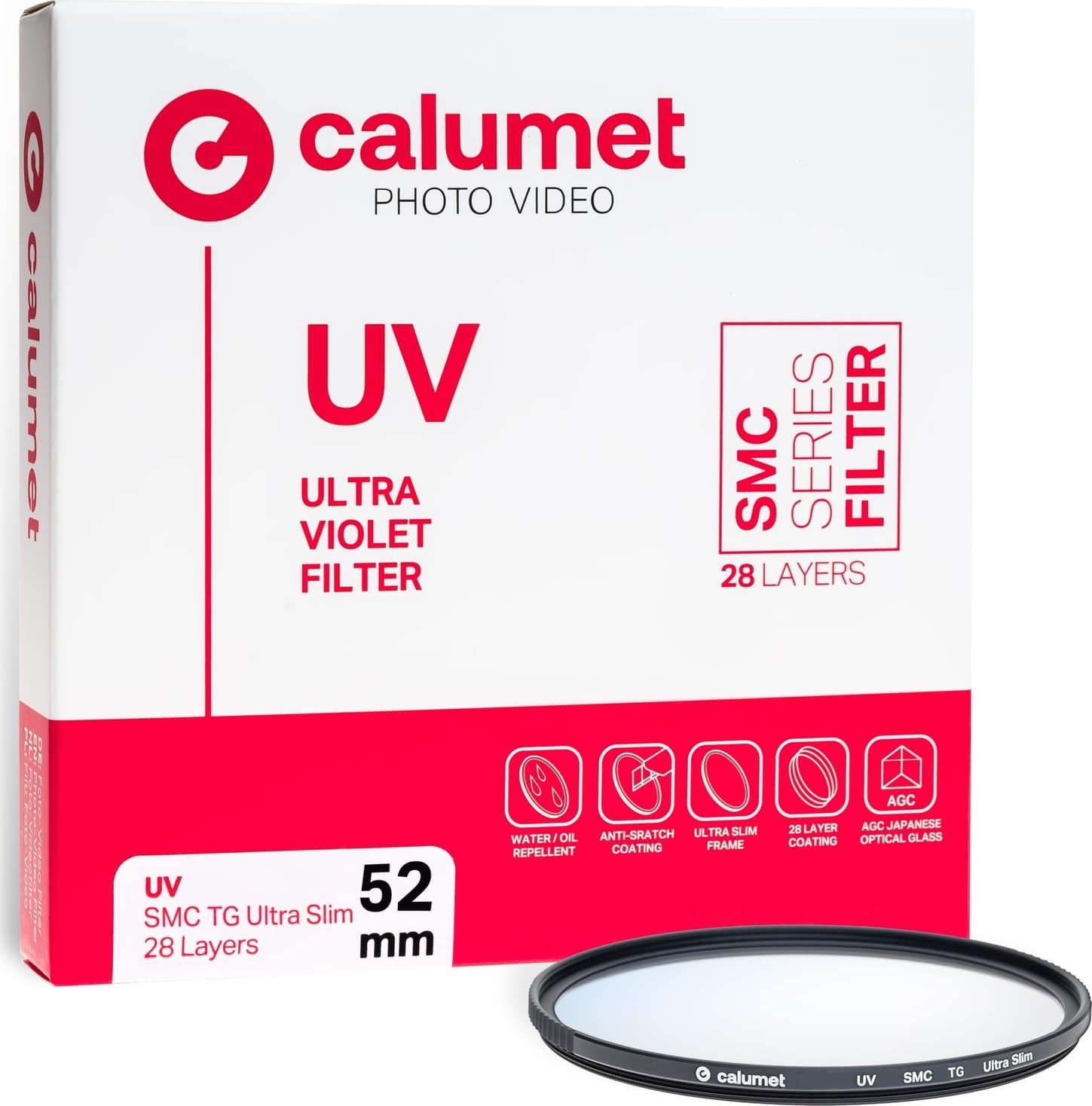 Filter Calumet 52mm UV SMC TG Ultra Slim, mbrojtës, i zi