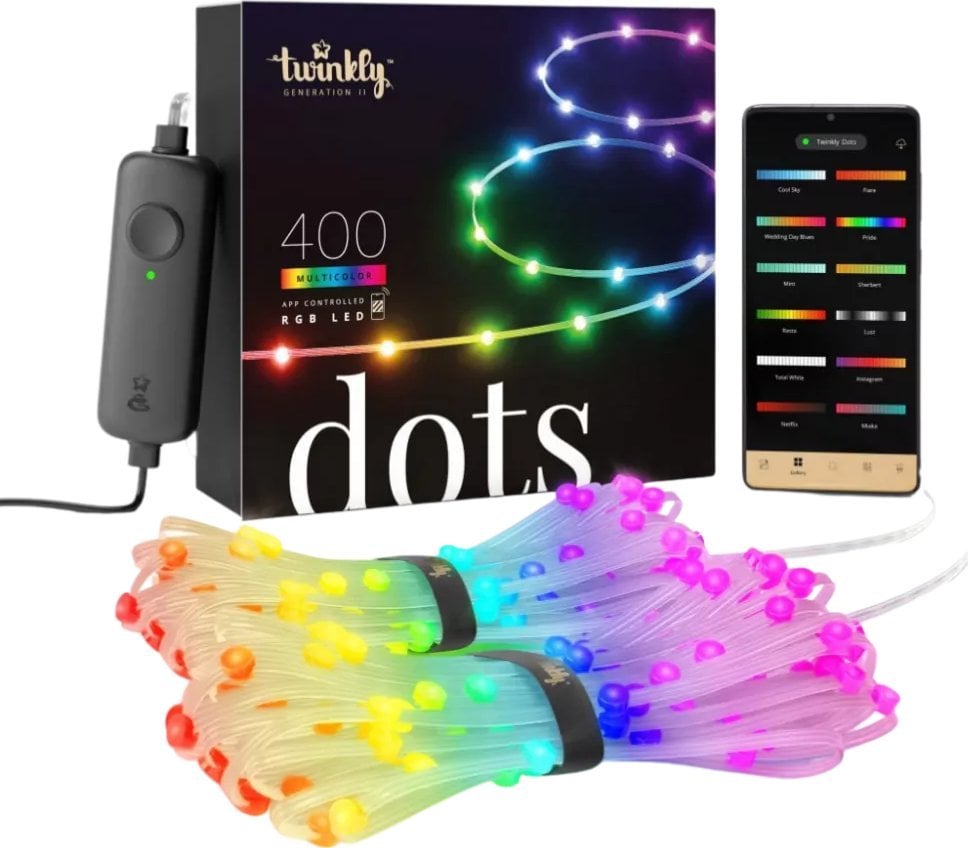 Drita dekorative Twinkly DOTS TWD400STP TEU, 400 LED RGB, 20m, shumëngjyrëshe