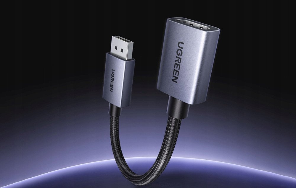 Адаптер ДисплејПорт во ХДМИ UGREEN, 2 парчиња, 4K, плетен кабел, црн